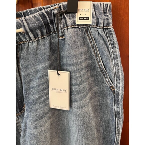 Judy Blue NEW Palazzo Wide Leg Jeans High Rise Elastic Waist JB881016 sz 15/32 - Picture 4 of 14
